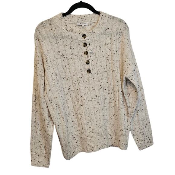 NWT Madewell Donegal Bowden Henley Sweater – Size M – Donegal Snow - Picture 2 of 5